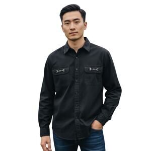 Vintage HGNY Jeans Black Jean Denim Long Sleeve Womens Small Bit Detail